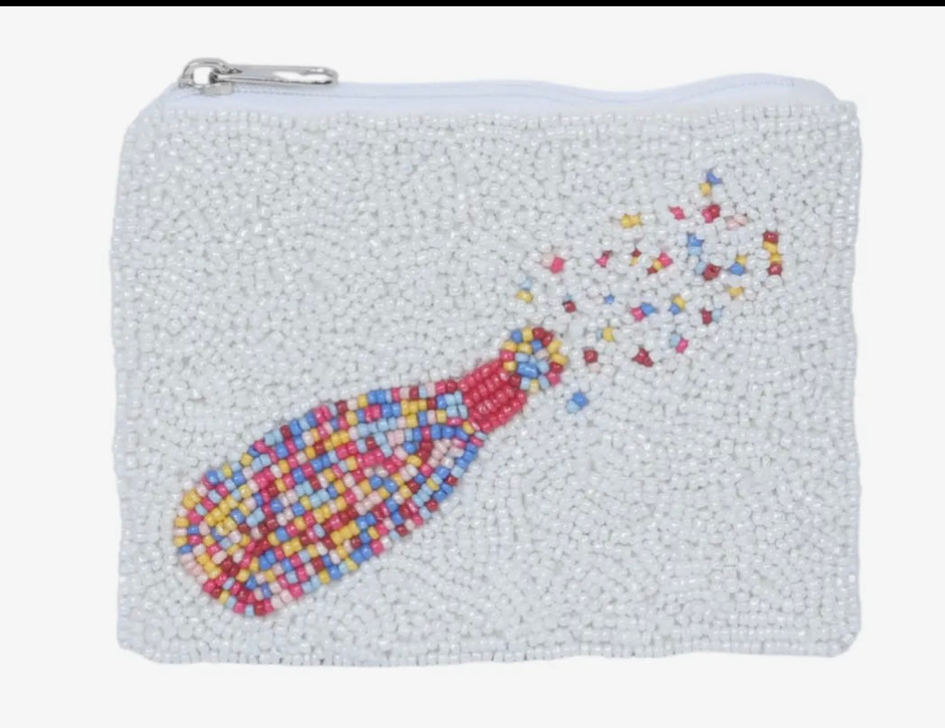 Hand Beaded Change Purse - Poppin' Bottles