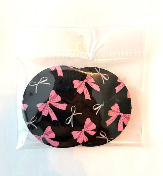 Pink Bow Car Coasters