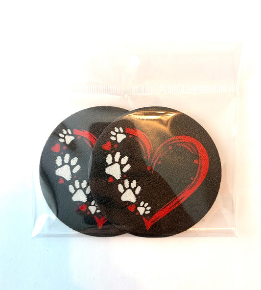 Paw Print/Heart Car Coasters